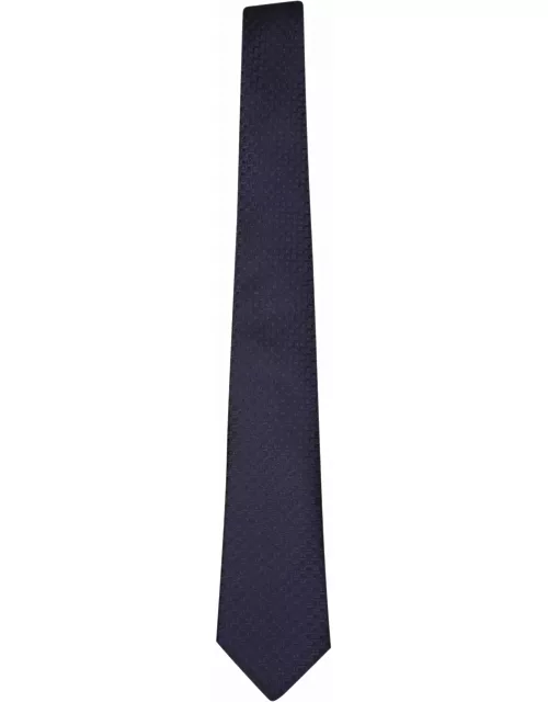 Canali Patterned Dark Blue Tie