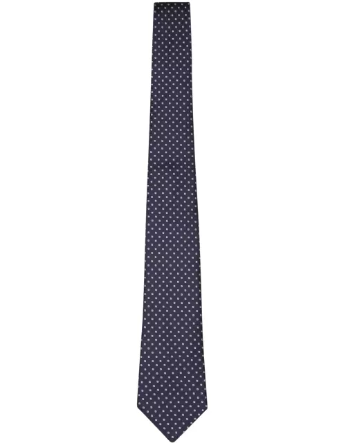 Canali Micropattern Square White/blue Tie