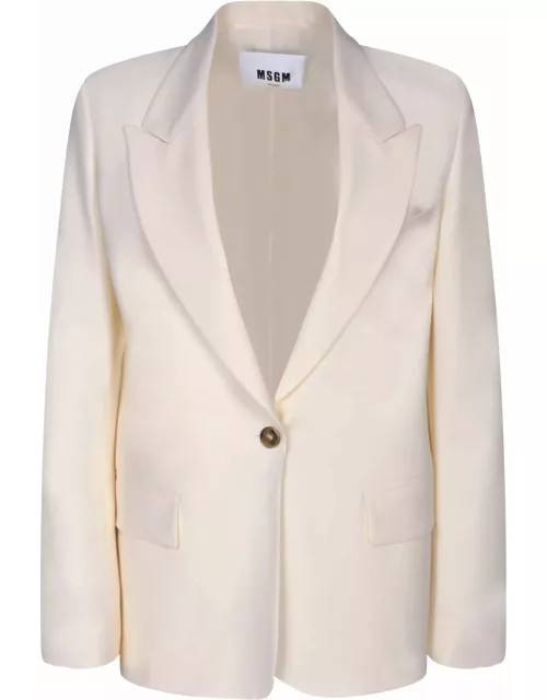 MSGM Single-breasted White Jacket