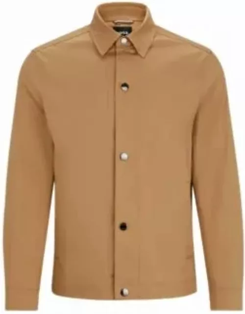 Relaxed-fit jacket in stretch cotton with press studs- Beige Men's Sport Coat