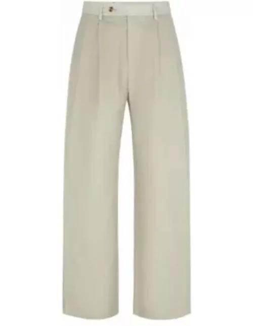 Relaxed-fit trousers in virgin wool- Light Beige Men's Be Your Own BOS