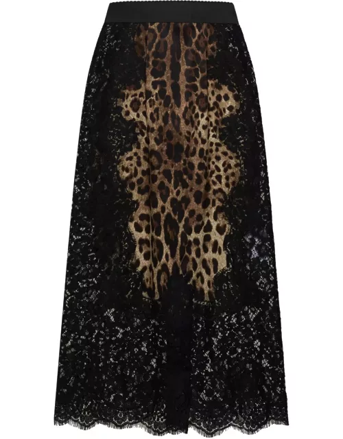 Dolce & Gabbana Silk And Lace Midi Skirt