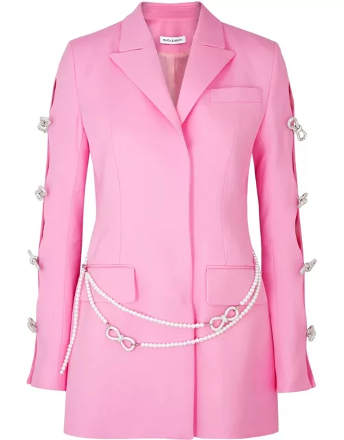 Mach & Mach Cut-out Embellished Wool Mini Blazer Dress - Pink - 38 (UK10 / S)