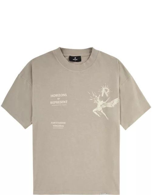 Represent Icarus Printed Cotton T-shirt - Taupe