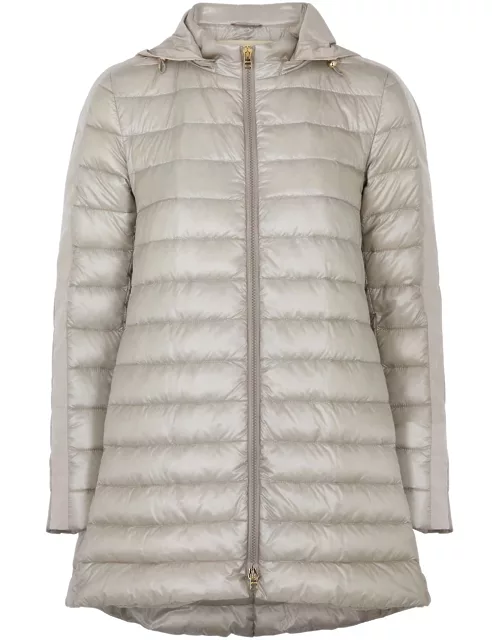 Herno Hooded Quilted Shell Coat - Light Grey - 42 (UK10 / S)