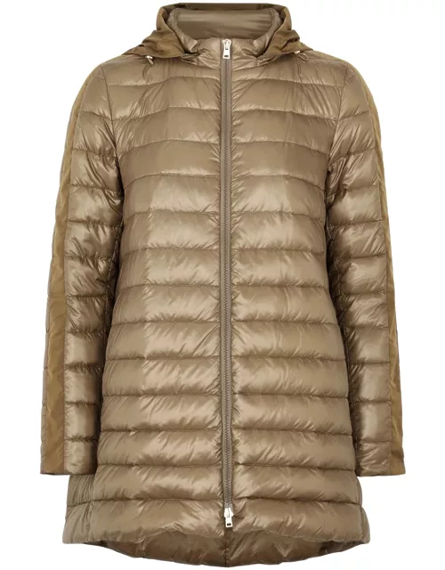 Herno Hooded Quilted Shell Coat - Camel - 42 (UK10 / S)