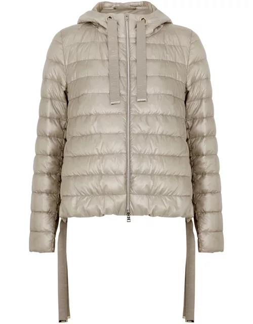 Herno Hooded Quilted Shell Jacket - Light Grey - 42 (UK10 / S)