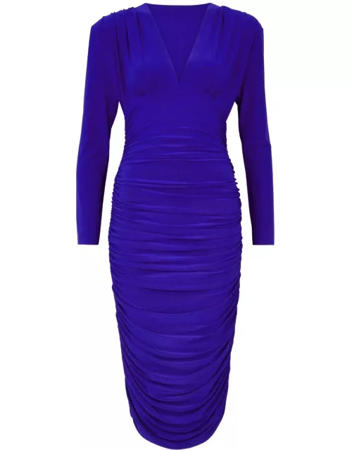 Norma Kamali Ruched Stretch-jersey Dress - Bright Blue - L (UK14 / L)