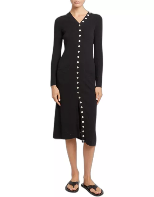 Cameron Long-Sleeve Knit Button-Front Dres