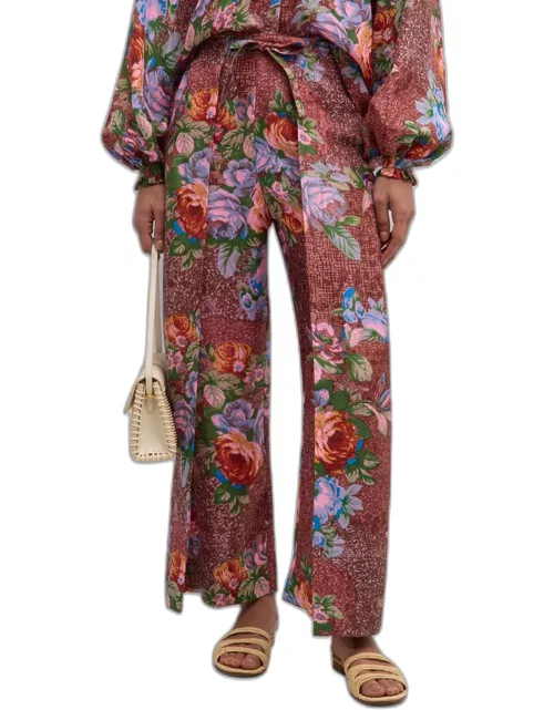 Bonnie Wine and Rose Silk Wrap Pant