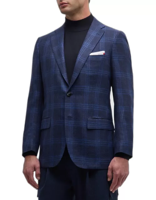 Men's Plaid Silk-Blend Sport Coat
