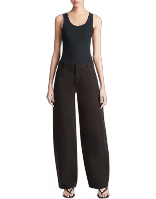 Washed Twill Wide-Leg Pant