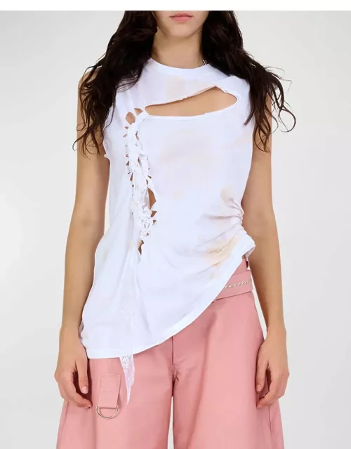Nash Lace Cut-Out Jersey Tank Top