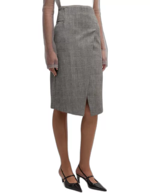 Glen Check Midi Wrap Skirt