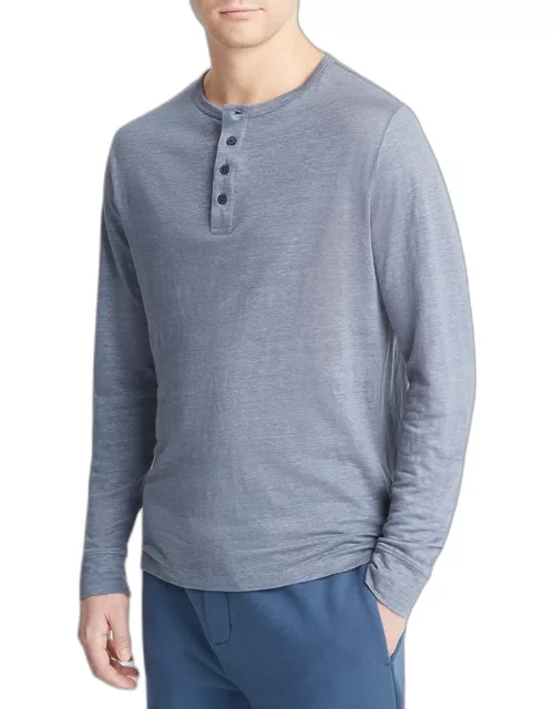 Men's Linen Henley Shirt