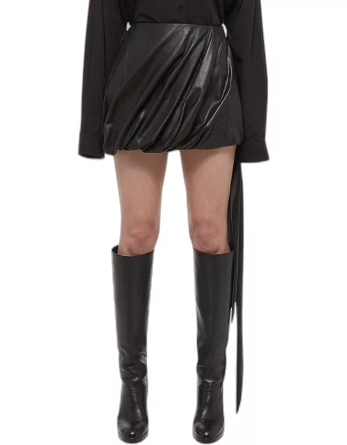 Leather Bubble Mini Skirt