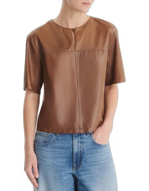 Cate Paper Suede Short-Sleeve Top