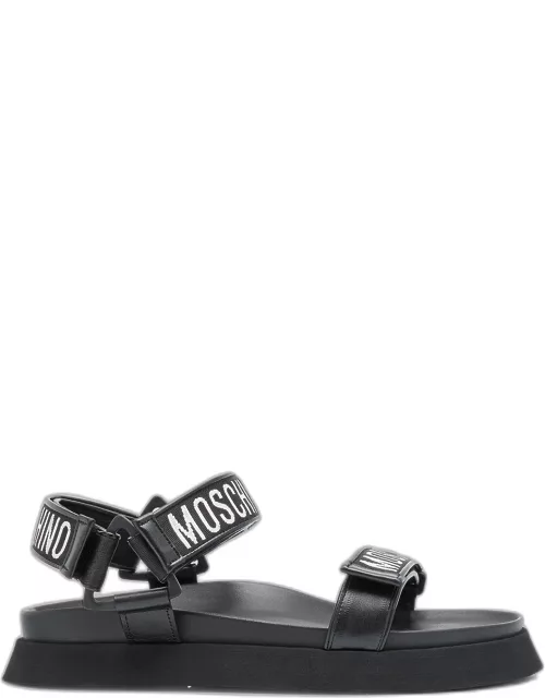 Men's Leather Logo Tape Platform Sandal