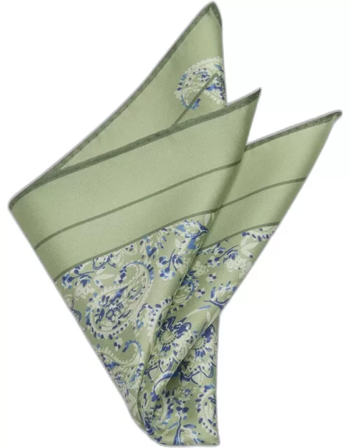 JoS. A. Bank Men's Antique Paisley Pocket Square, Green, One