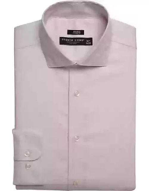 Pronto Uomo Men's Classic Fit Parquet Plaid Dress Shirt Pink Check