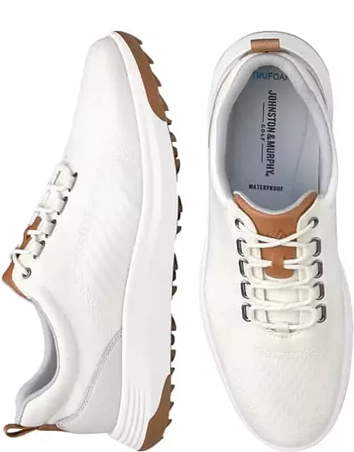 Johnston & Murphy Men's Amherst Plain Toe U-Throat Golf Shoes White Knit