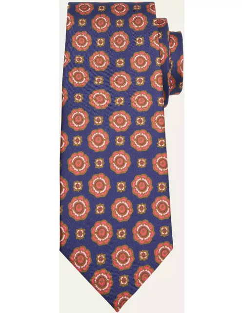 Men's Silk Medallion-Print Tie