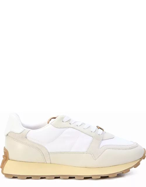 Leather and fabric sneaker