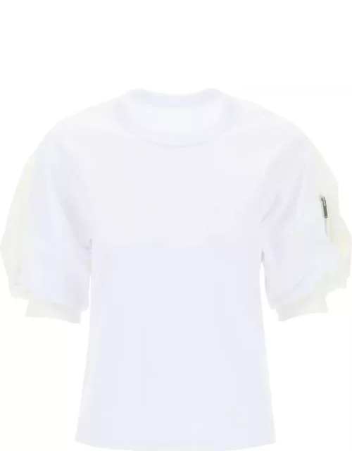 SACAI Nylon insert T-shirt with