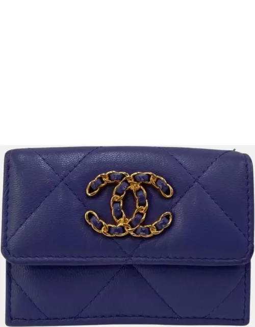 Chanel Purple Lambskin Leather 19 Trifold Wallet