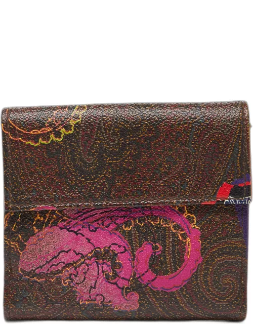 Etro Multicolor Paisley Printed Coated Canvas Compact Wallet