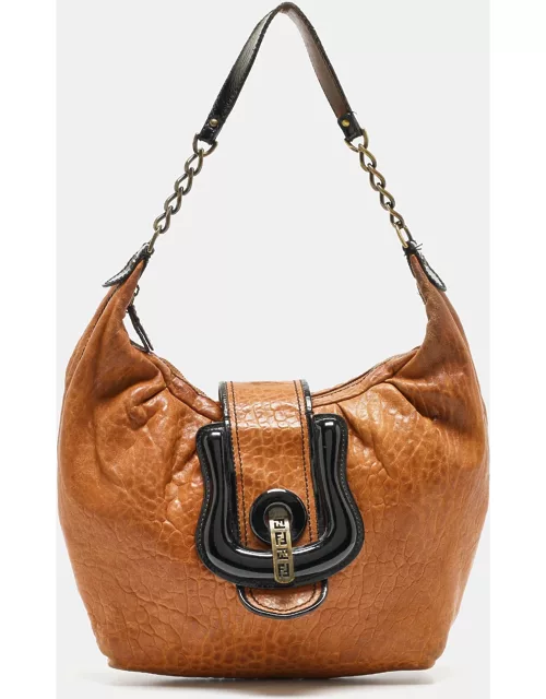 Fendi Brown/Black Patent and Leather B Bis Shoulder Bag