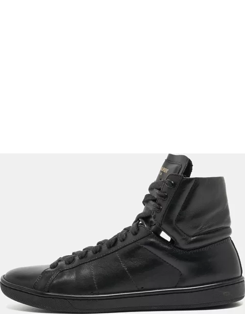 Saint Laurent Black Leather High Top Sneaker