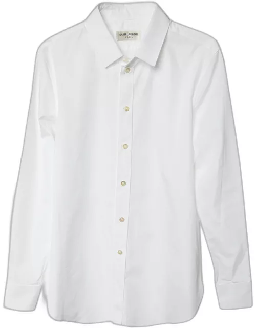 Saint Laurent Paris White Cotton Button Front Shirt