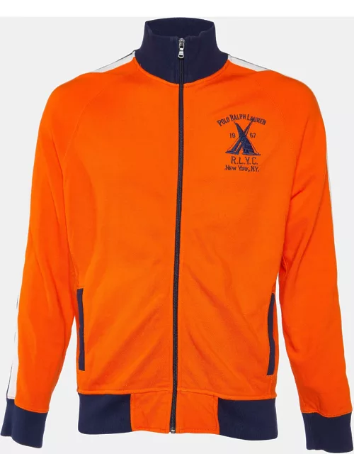 Polo Ralph Lauren Orange Cotton Embroidered Zip Up Jacket