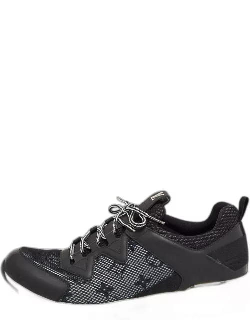 Louis Vuitton Black Monogram Mesh and Leather Low Top Sneaker