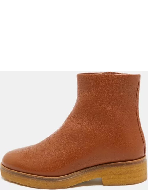 The Row Boris Brown Leather Ankle Boot