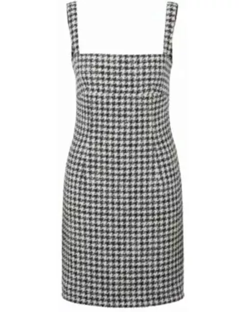 Mini dress with houndstooth pattern- Patterned Women's Day Dresse