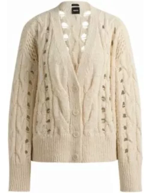 Cable-knit cardigan- White Women's Cardigan