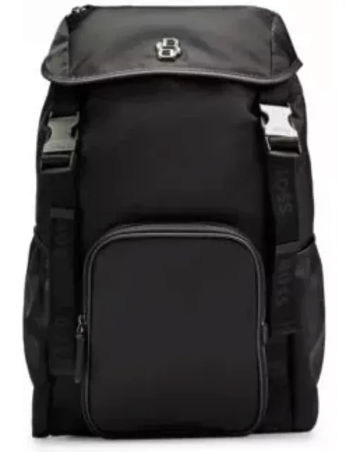 Matte-twill backpack with double monogram and full lining- Black Men's Backpack