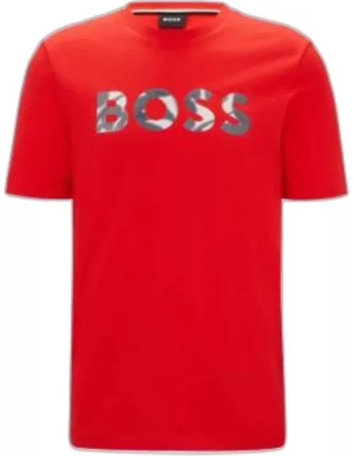Cotton-jersey T-shirt with digital-print logo- Red Men's T-Shirt
