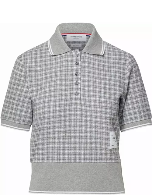 Thom Browne Grey Cotton Blend Polo Shirt