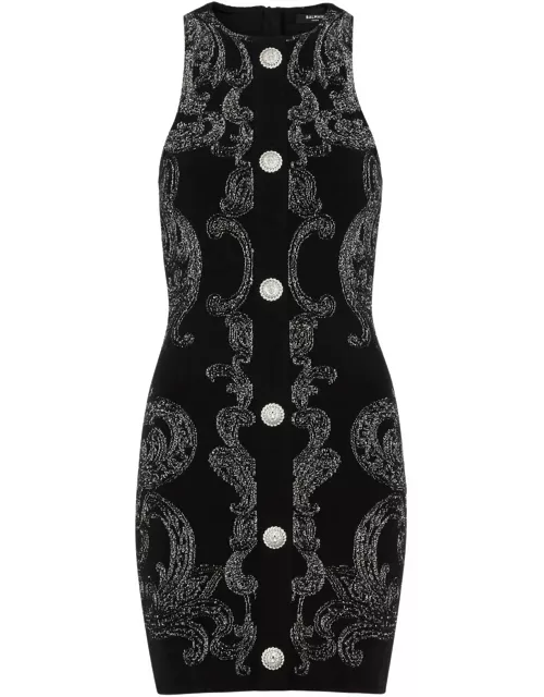 Balmain Metallic Intarsia Stretch-knit Mini Dress - Black Other - 38 (UK10 / S)