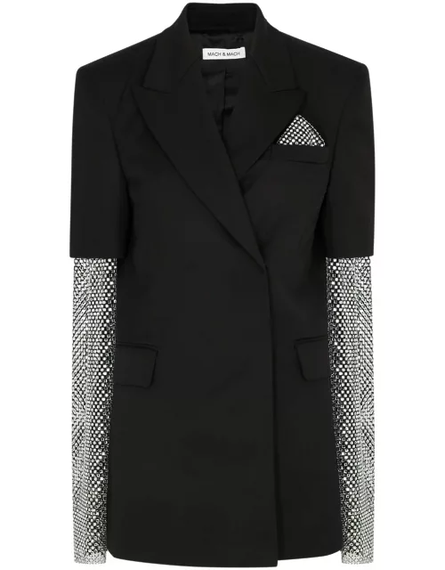 Mach & Mach Crystal-embellished Wool Mini Blazer Dress - Black - 40 (UK12 / M)