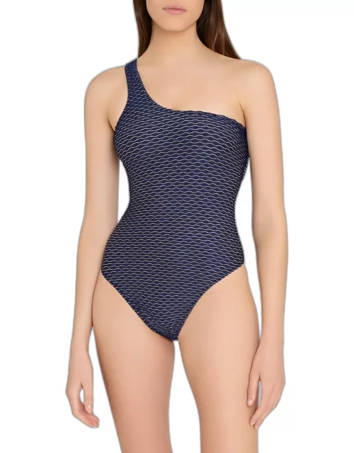 Joni Textured Waves One-Shoulder One-Piece Swimsuit