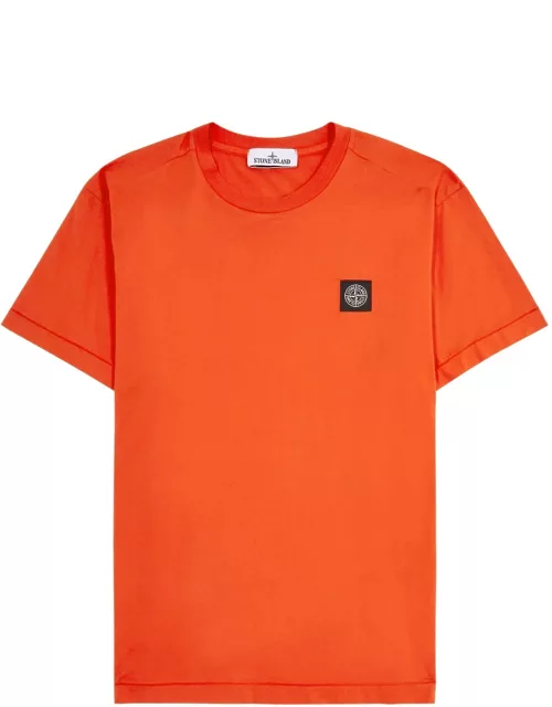 Stone Island Logo Cotton T-shirt - Orange
