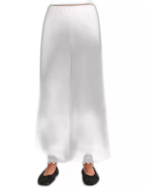 Spector Cropped Wide-Leg Eyelet Pant