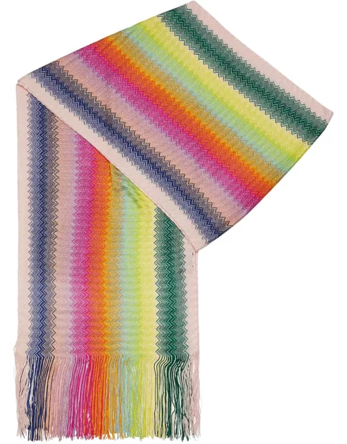 Missoni Zigzag-intarsia Fine-knit Scarf - Multicoloured