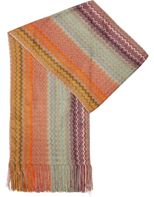 Missoni Zigzag-intarsia Metallic-knit Scarf - Multicoloured