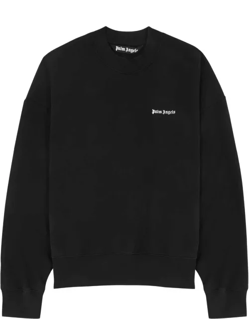 Palm Angels Logo-embroidered Cotton Sweatshirt - Black