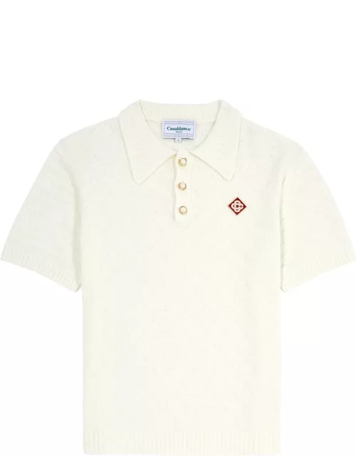 Casablanca Bouclé-knit Cotton-blend Polo Shirt - Off White